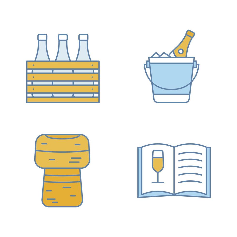 alcohol kleur iconen set vector