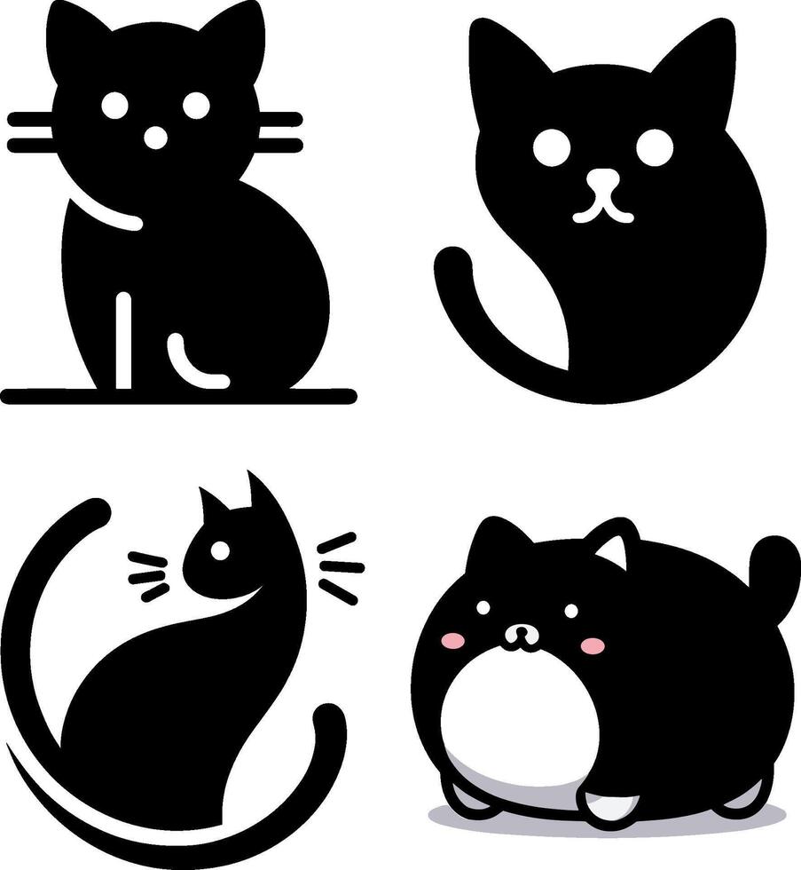 verzameling van gemakkelijk en modern kat logo illustraties vector