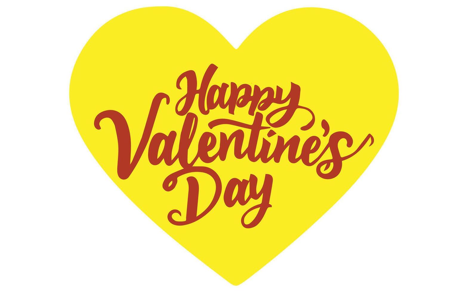 gelukkig Valentijnsdag dag typografie handgeschreven schoonschrift tekst in geel liefde achtergrond vector