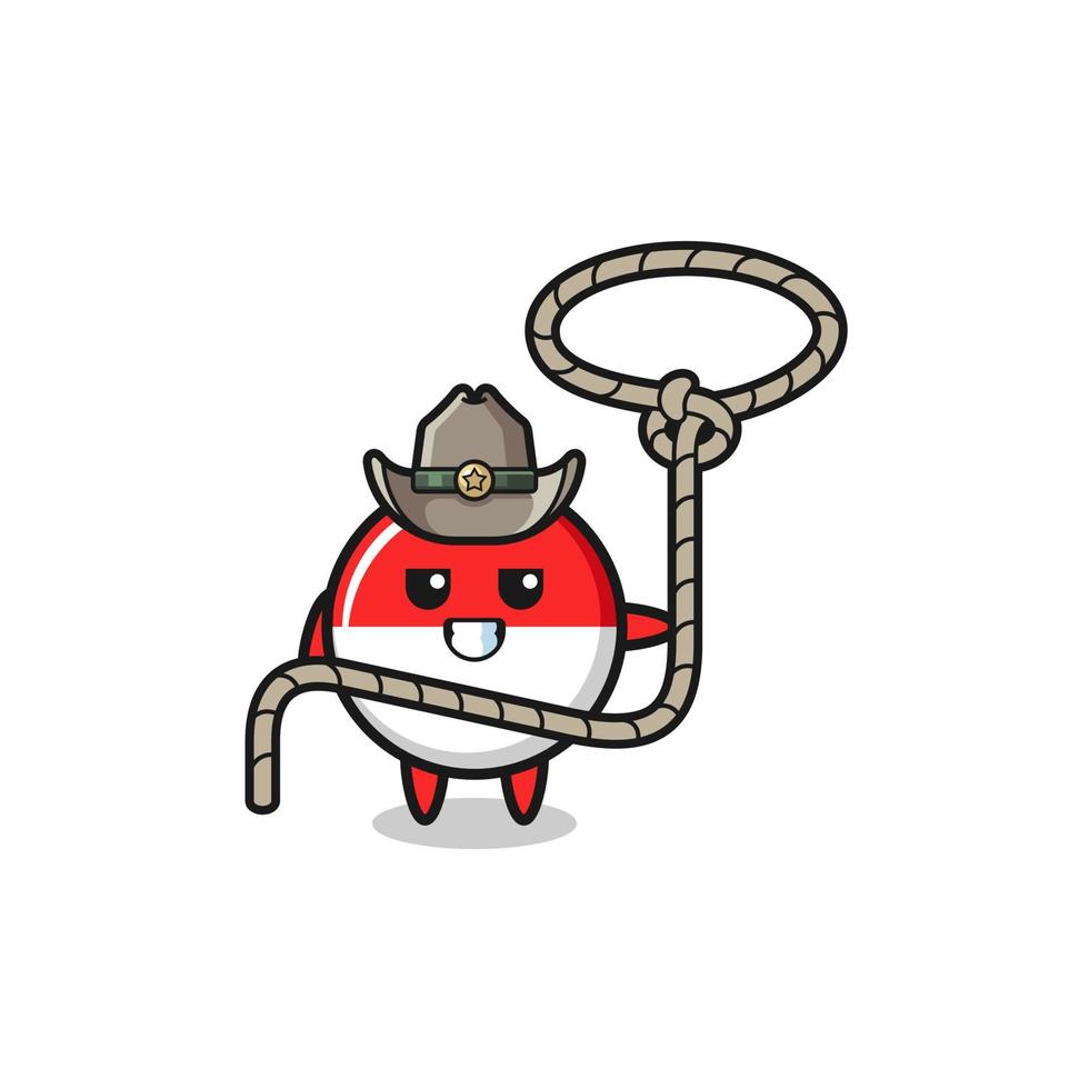 de indonesische vlag cowboy met lasso touw vector