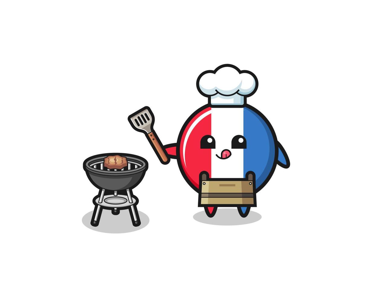 franse vlag barbecue chef-kok met een grill vector