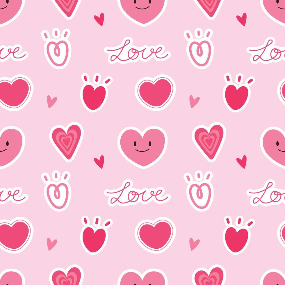 hart en liefde hand getekend naadloos patroon achtergrond voor valentijn, omhulsel en behang vector