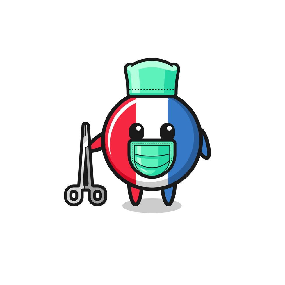 chirurg frankrijk vlag mascotte karakter vector