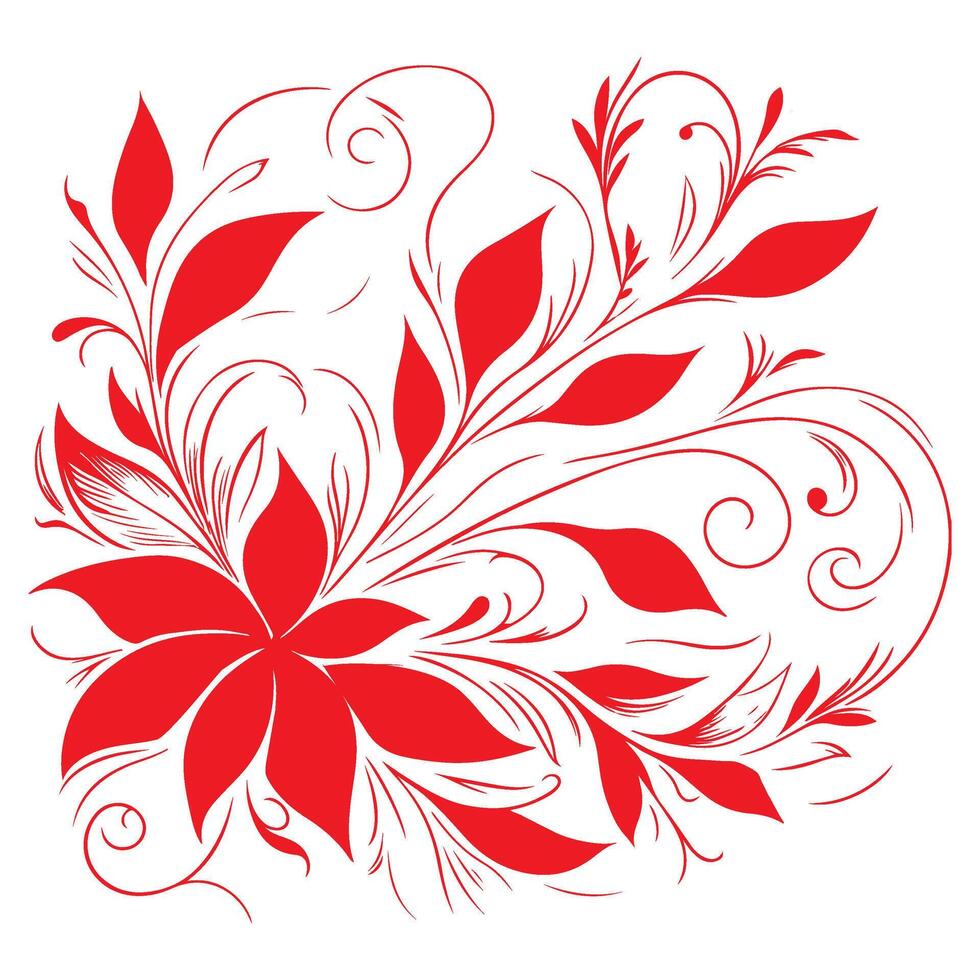 ai gegenereerd bloemen ornament rood bladeren vector