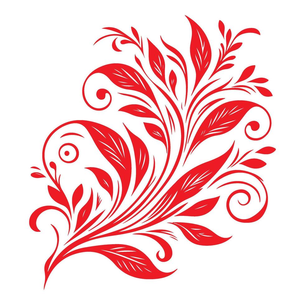 ai gegenereerd bloemen ornament rood bladeren vector