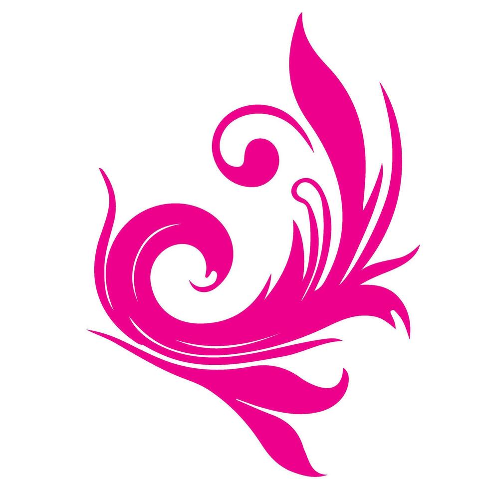 ai gegenereerd elegant wervelingen damast met bloemen hand- trek roze lijn stijl element illustratie geïsoleerd Aan wit achtergrond vector
