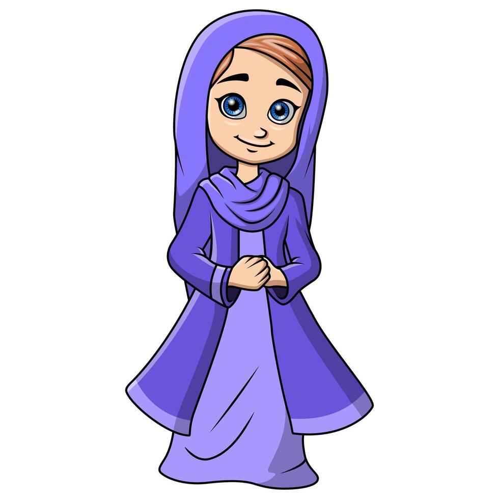 schattig gelukkig moslim meisje tekenfilm vector