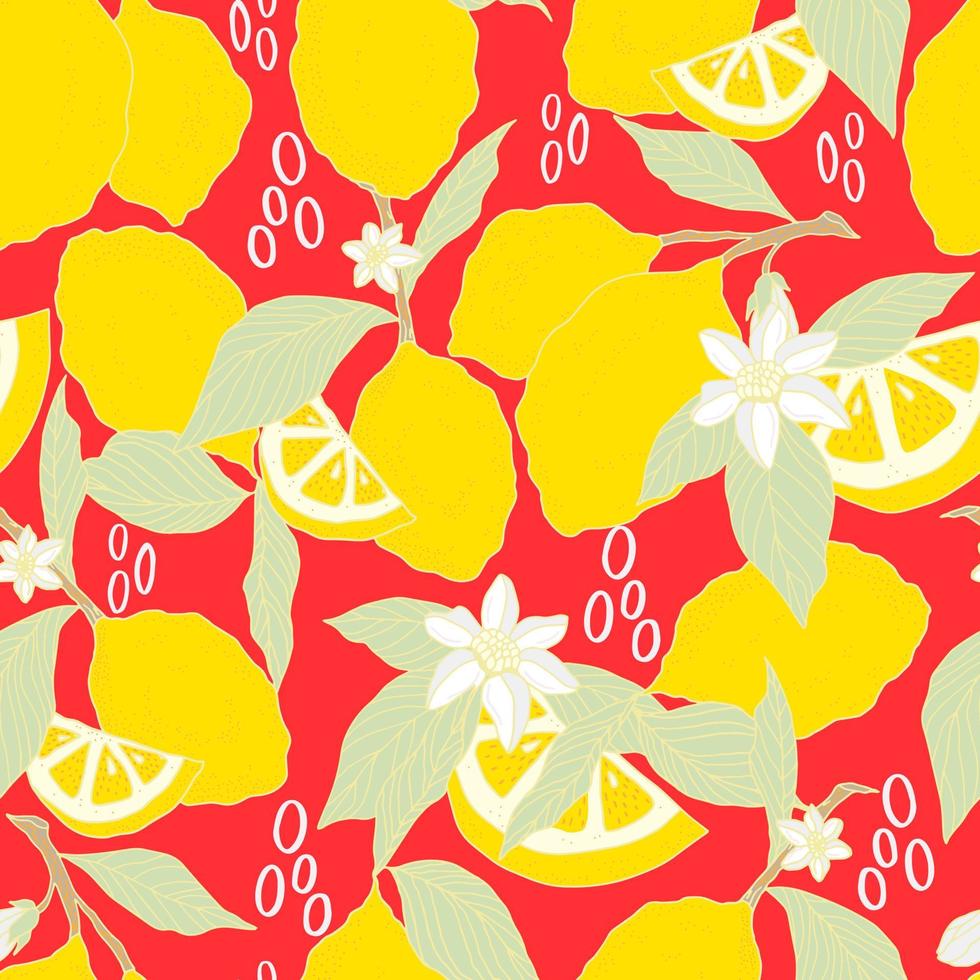 vector naadloze patroon citroenen en gesneden citroenen op een roze achtergrond. zomer citroen patroon voor achtergrond, stof, papier, textiel, uitnodigingen, webpagina's.