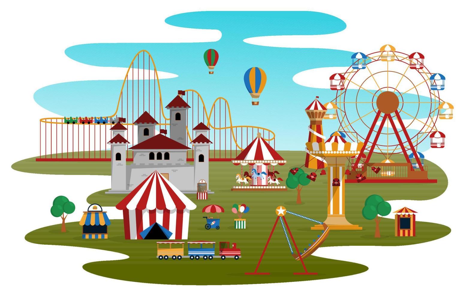 vloeistof pretpark kermis carnaval platte vectorillustratie vector