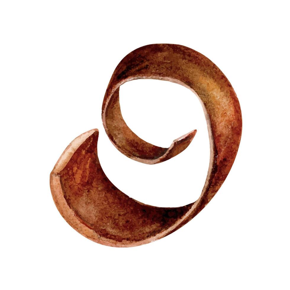 chocola spiraal volute chips waterverf tekening. zoet sukkels suiker traktatie. confectie cacao taart decoratie. melk smakelijk toetje geïsoleerd Aan wit achtergrond vector