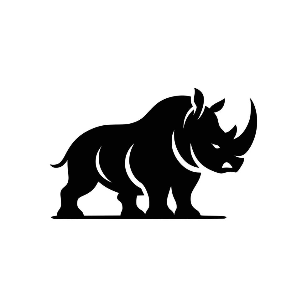 majestueus neushoorn logo sjabloon met silhouet icoon van bedreigd Afrikaanse neushoorn vector