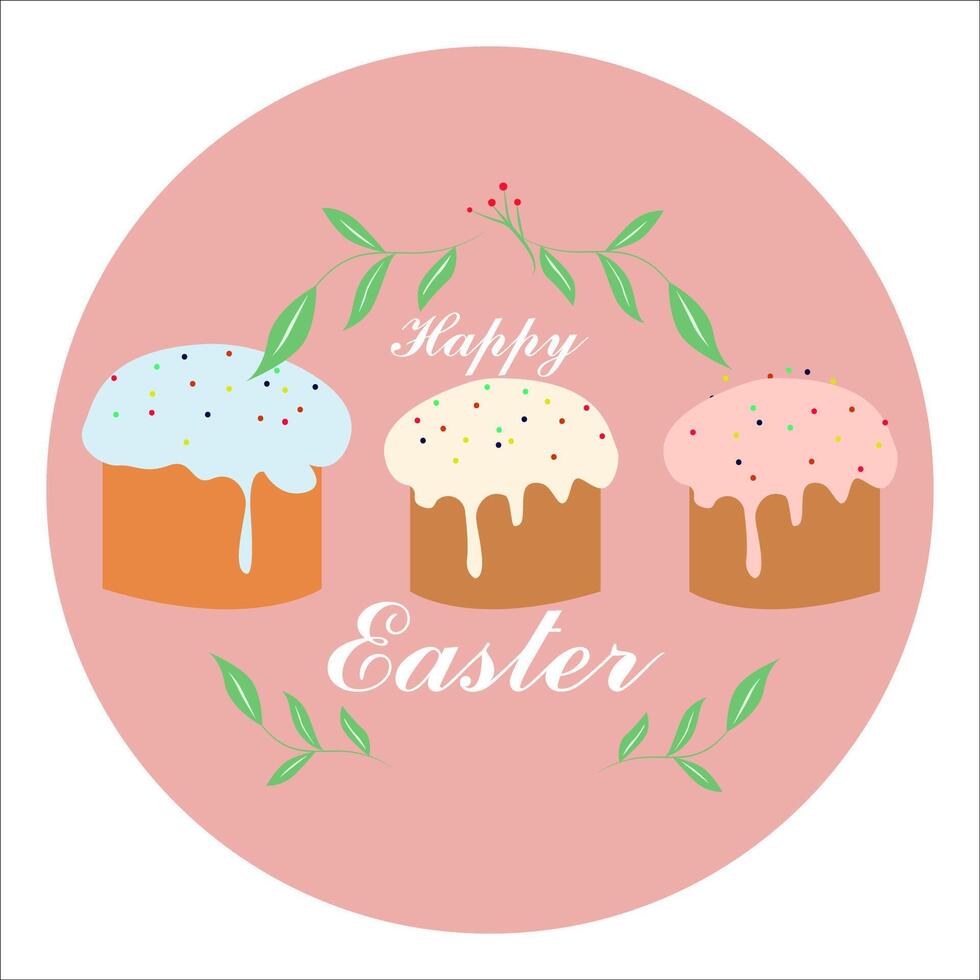 Pasen, gelukkig Pasen, taart, gebakjes, gebakjes met suikerglazuur en hagelslag vector