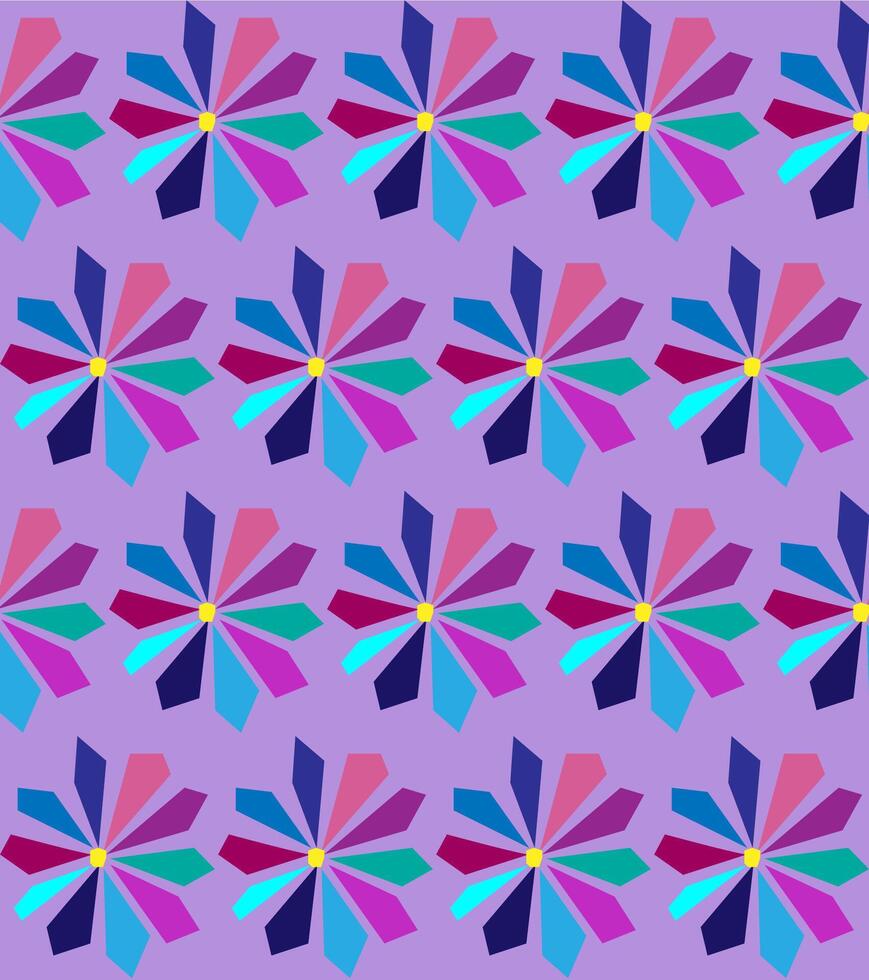 naadloos abstract meetkundig structuur in de het formulier van een blauw en roze bloemen patroon Aan een lila achtergrond vector