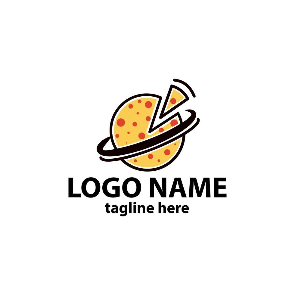 planeet pizza logo ontwerp vector