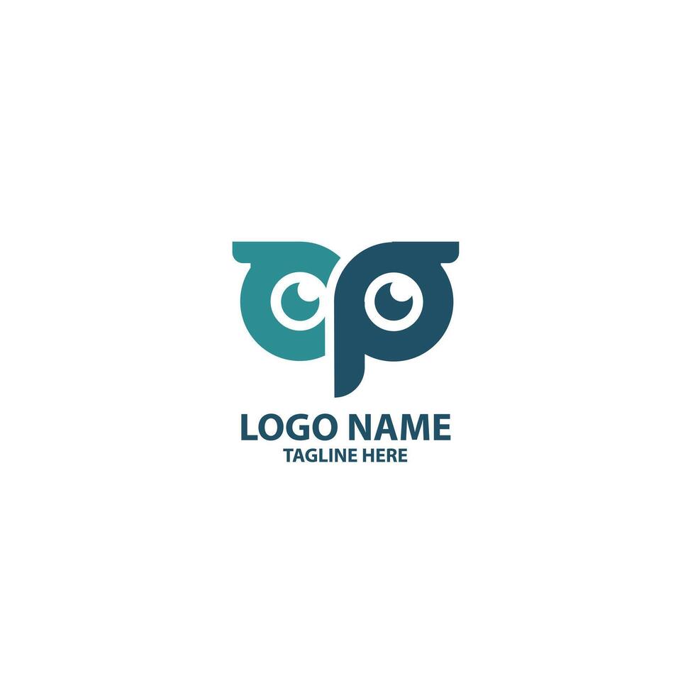 eerste brief cp uil logo ontwerp vector