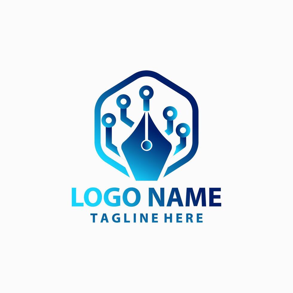 technologie pen logo ontwerp vector