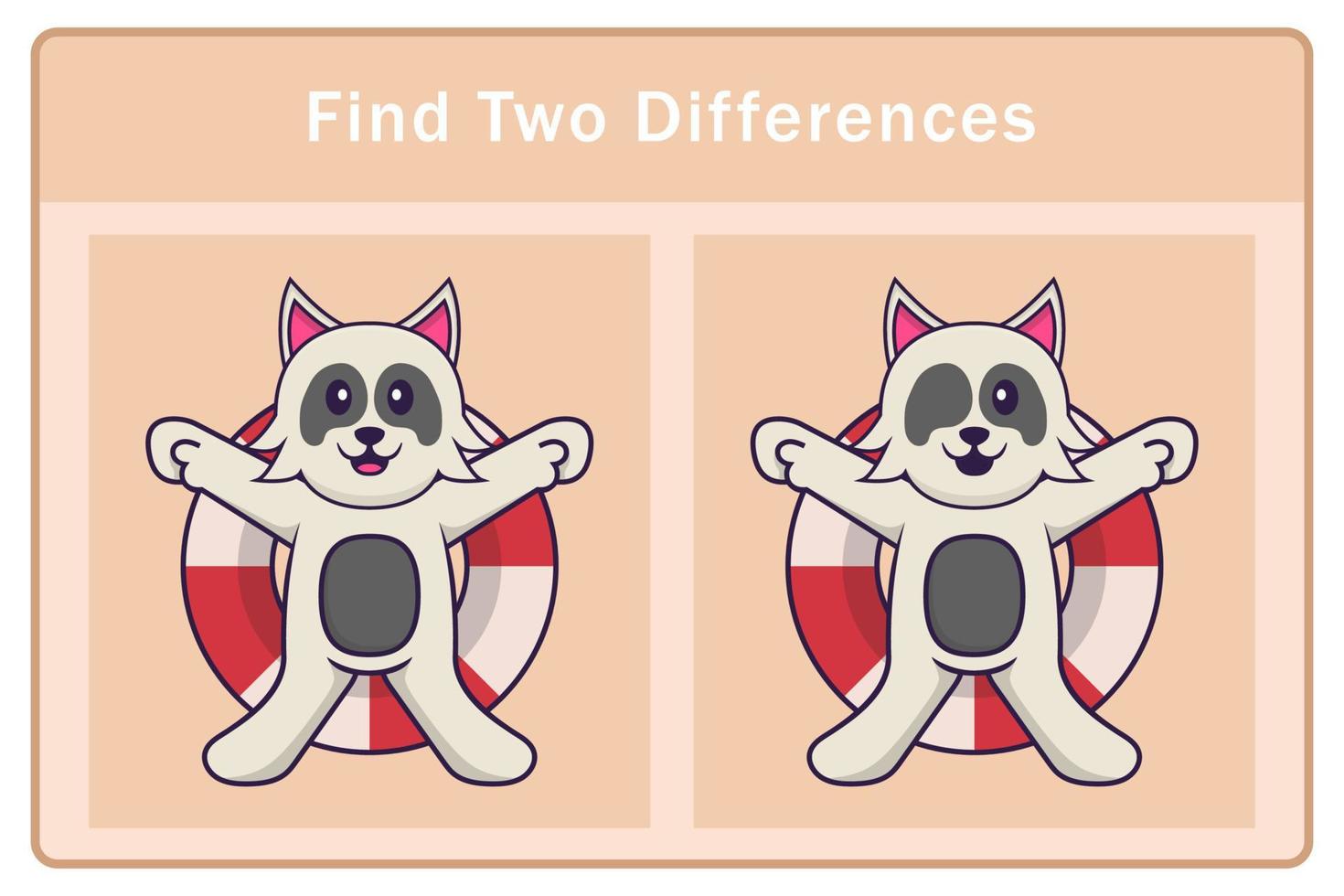 schattige hond stripfiguur. verschillen vinden. educatief spel voor kinderen. cartoon vectorillustratie vector