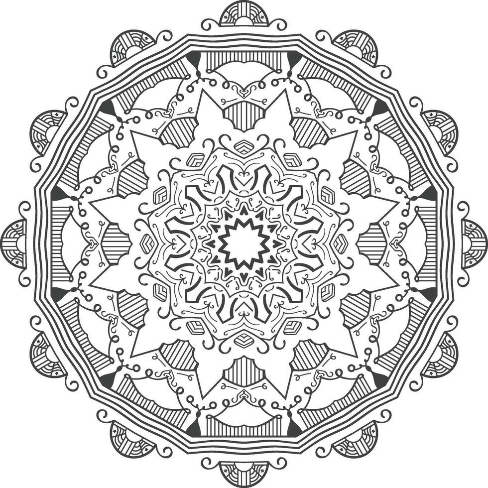 Arabisch mandala lijn kunst Arabisch stijl ontwerp met donker en gouden humeur vector