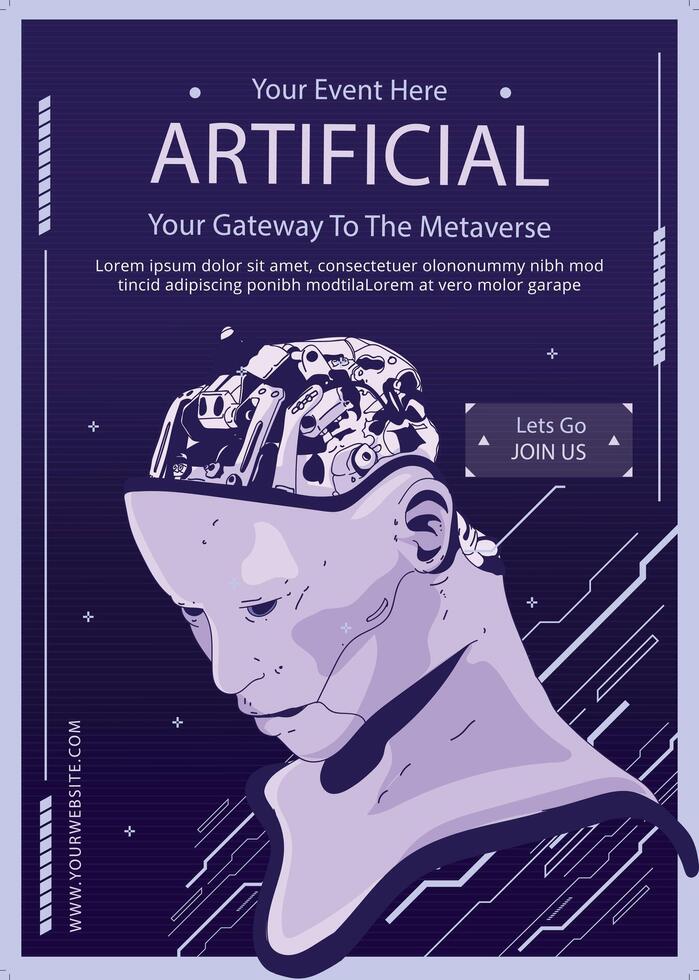 kunstmatig intelligentie. menselijk bewustzijn. geest werkwijze. menselijk vs robot. wetenschappelijk digitaal ontwerp sjabloon. persoonlijkheid. vector illustratie