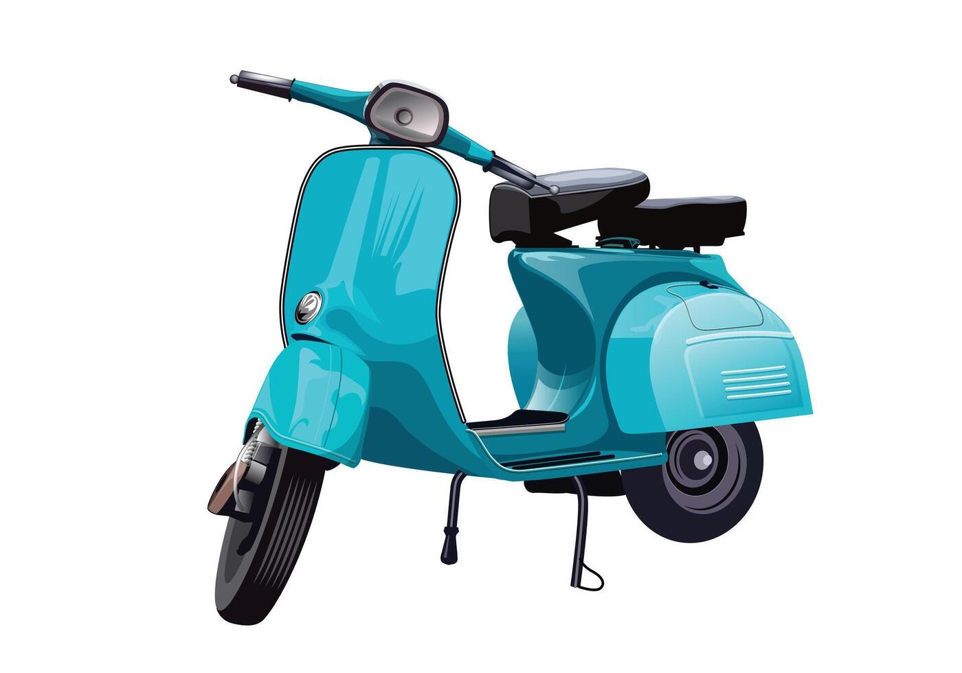 scooter motor jaren 70 klassiek wijnoogst vector illustratie voor achtergrond ontwerp. geïsoleerd Aan wit achtergrond.