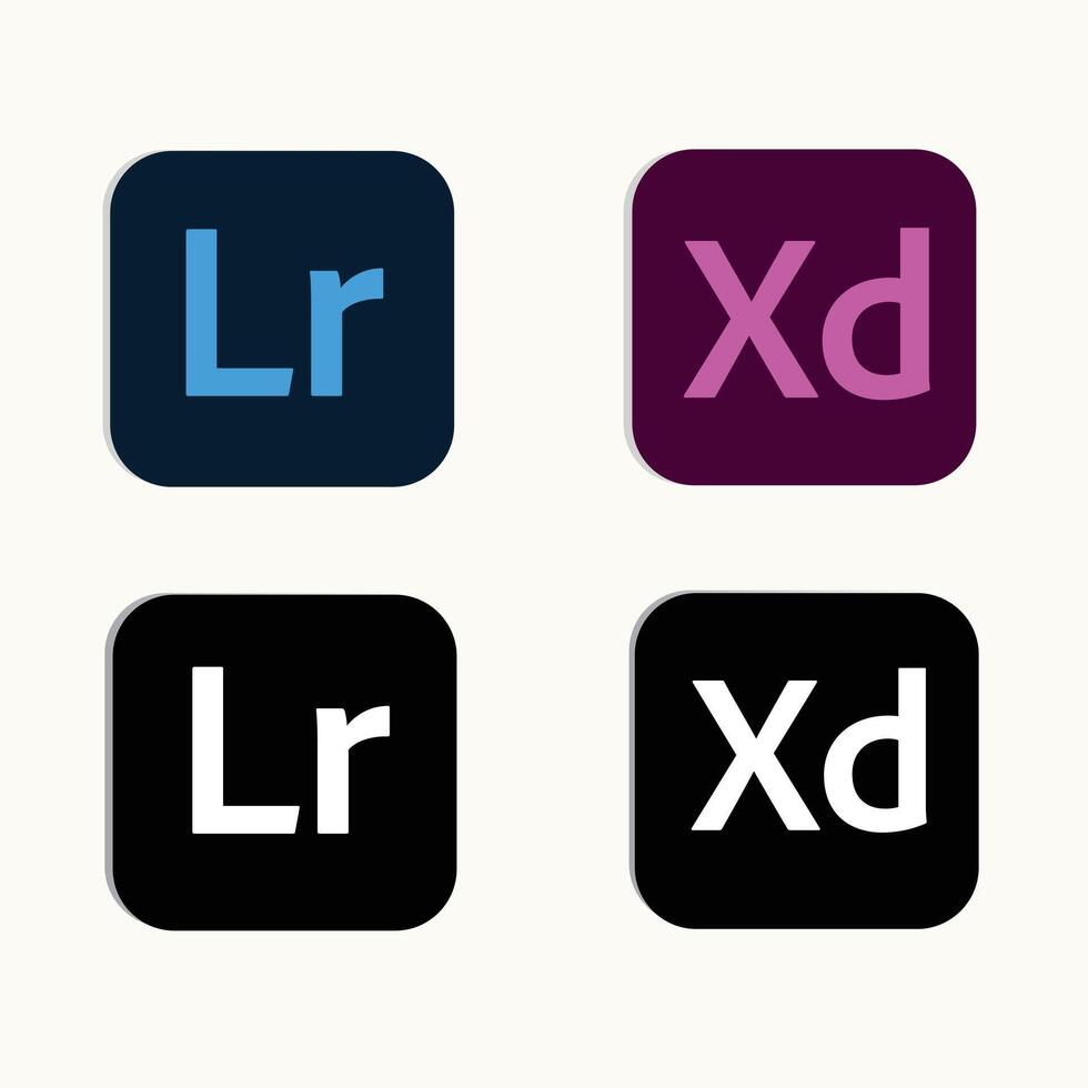 Adobe lichte kamer en verblijf xd pictogrammen, zwart en wit, vector logo's, Adobe pictogrammen, abstract vector kunst