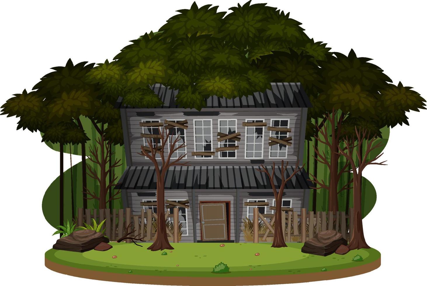 een oud spookachtig huis in het bos vector