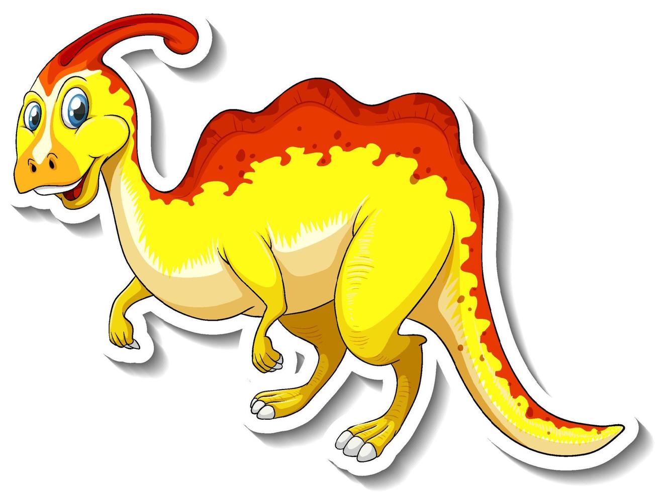parasaurolophus dinosaurus stripfiguur sticker vector