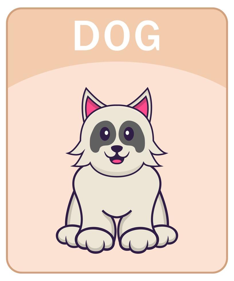 alfabet flashcard met schattige hond stripfiguur. vector