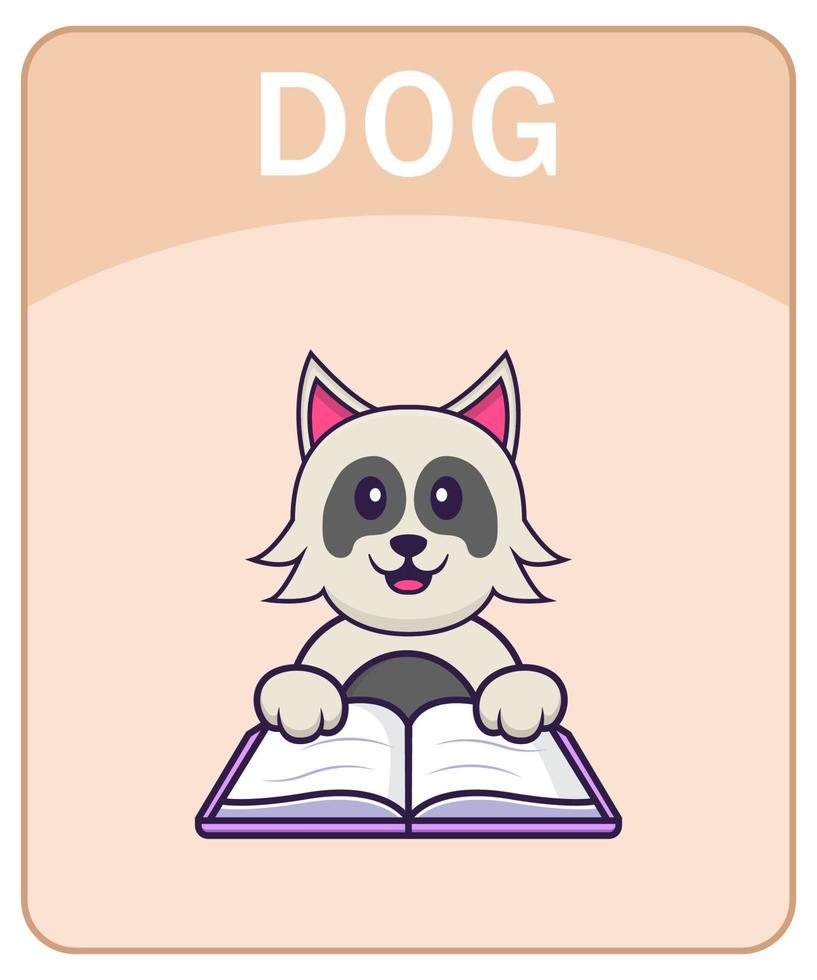 alfabet flashcard met schattige hond stripfiguur. vector