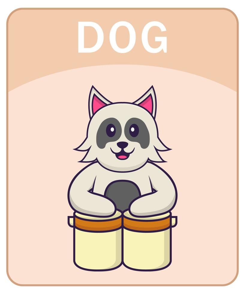 alfabet flashcard met schattige hond stripfiguur. vector