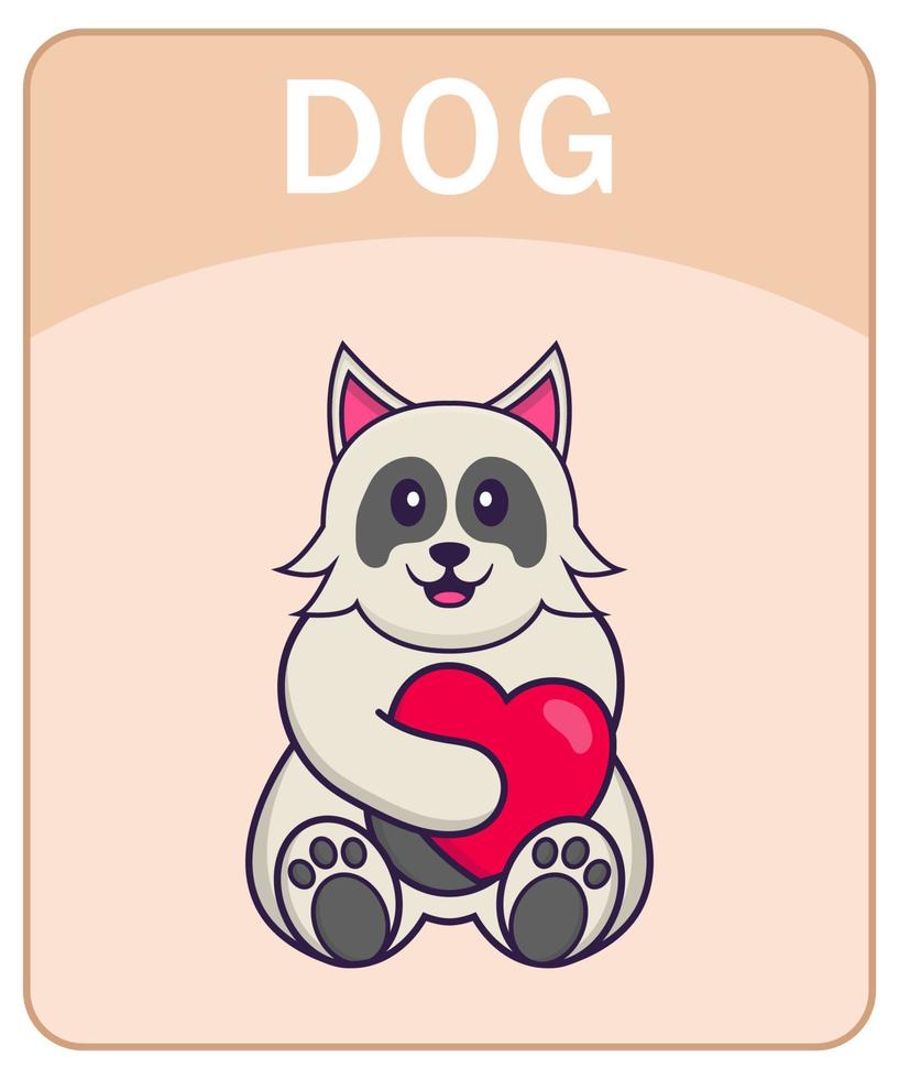 alfabet flashcard met schattige hond stripfiguur. vector