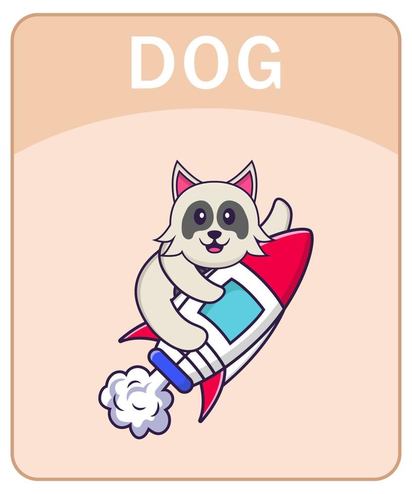 alfabet flashcard met schattige hond stripfiguur. vector