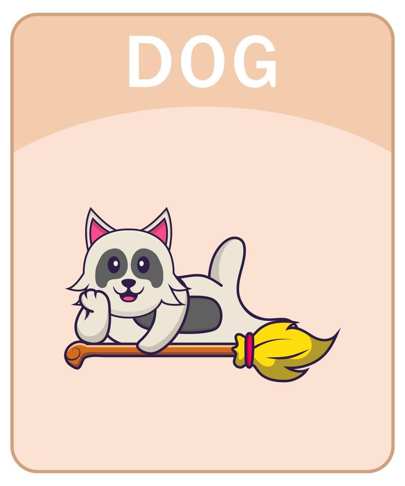 alfabet flashcard met schattige hond stripfiguur. vector