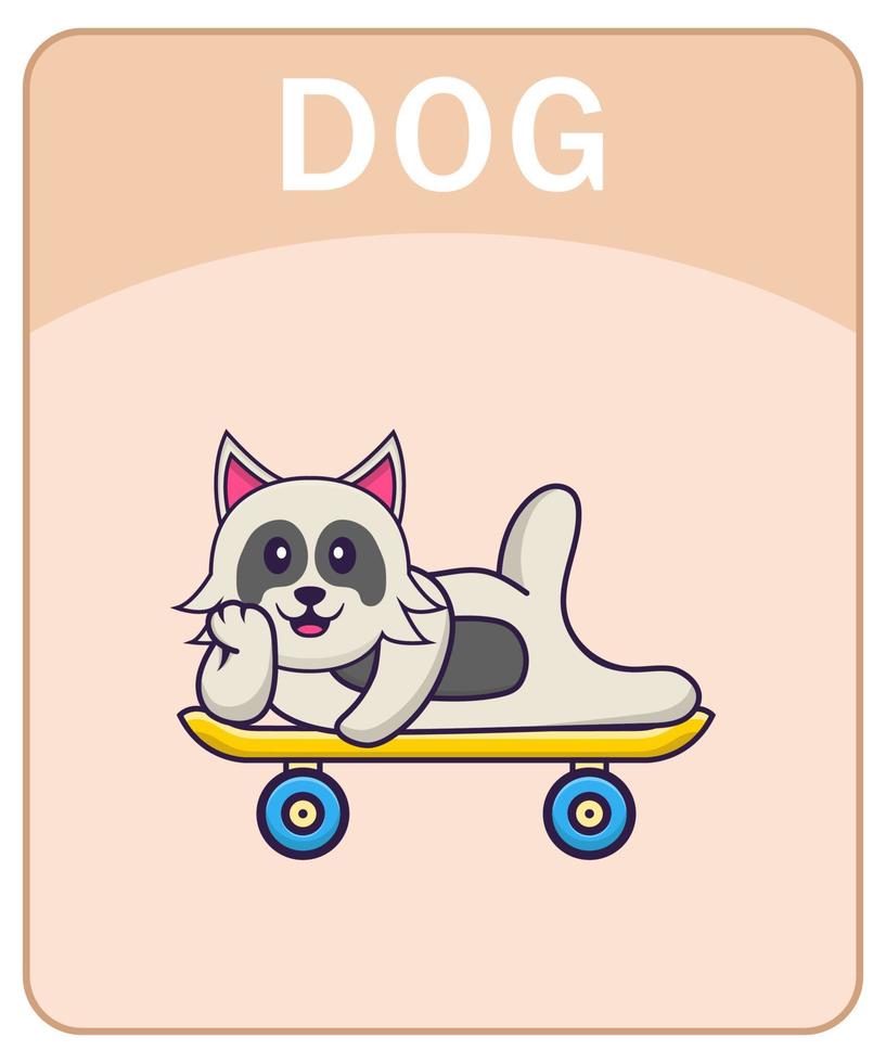 alfabet flashcard met schattige hond stripfiguur. vector