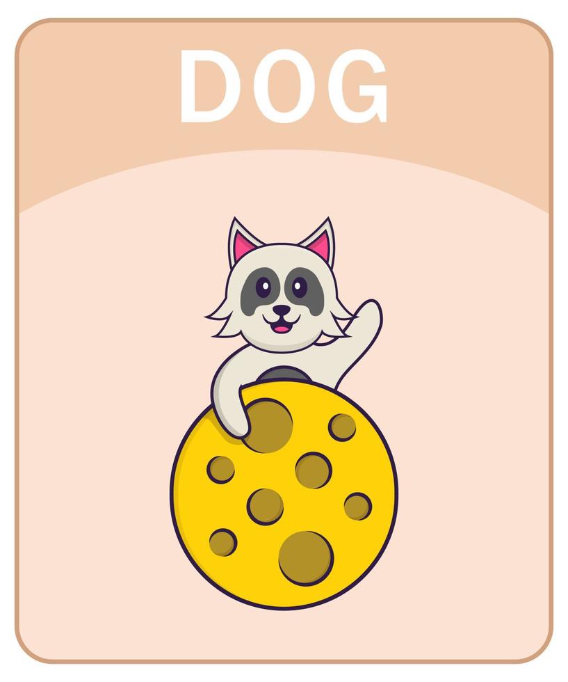 alfabet flashcard met schattige hond stripfiguur. vector