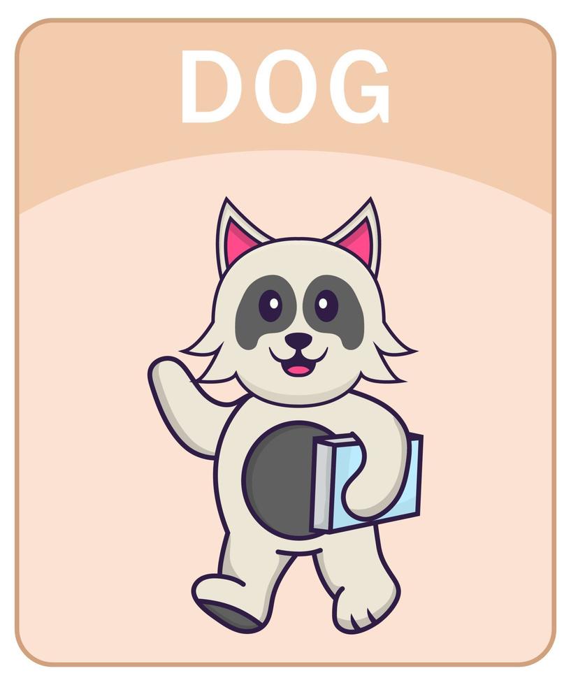 alfabet flashcard met schattige hond stripfiguur. vector