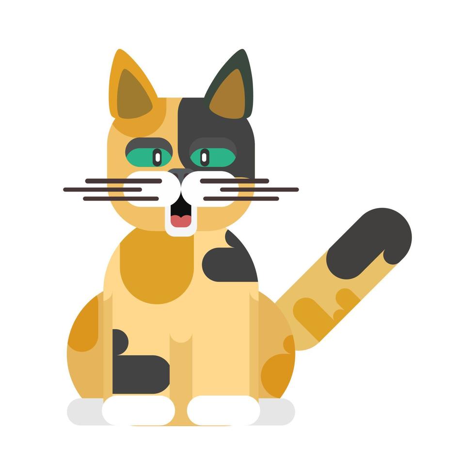 schreeuwende kleurrijke kat met vlekken grappig huisdier vector