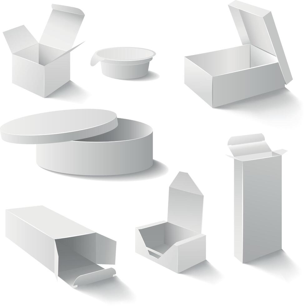 vijf wit dozen geïsoleerd Aan wit. vector illustratie