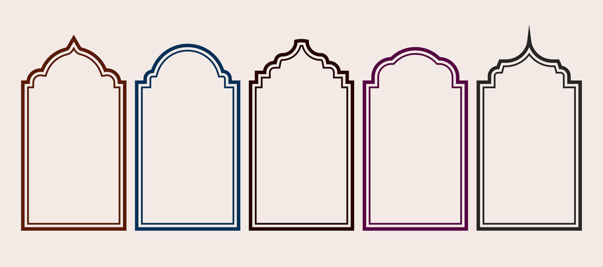 Islamitisch deur venster kader. vector ontwerp elementen van Ramadan kareem en eid mubarak groet