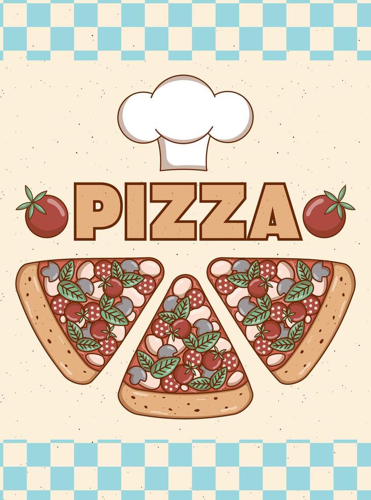 Italiaans snel voedsel stuk pizza. poster, kaart, folder, menu en speciaal bieden. vector illustratie.