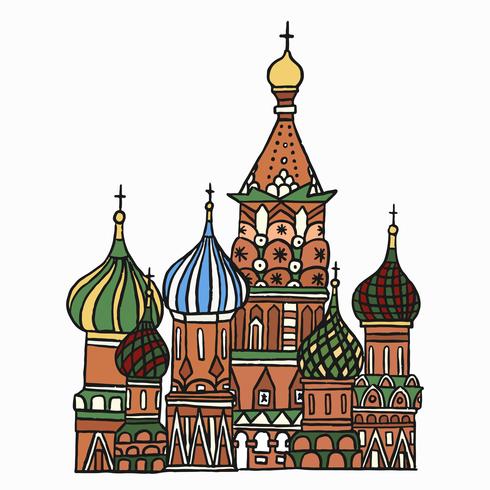 St de Kathedraal van het basilicum in Moskou, Rusland vector