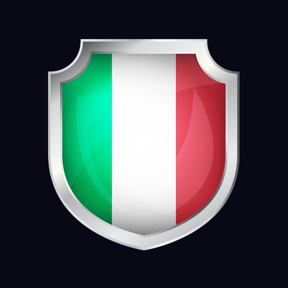Italië zilver schild vlag icoon vector