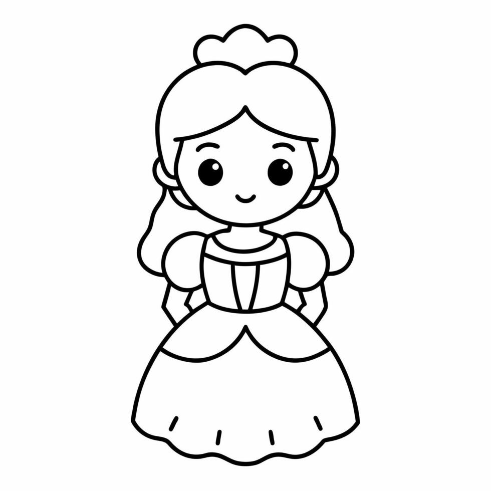 prinses zwart en wit vector illustratie voor kleur boek