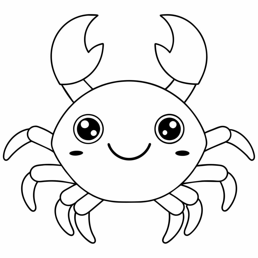 een kleur boek dat shows een gemakkelijk tekening van een krab. vector