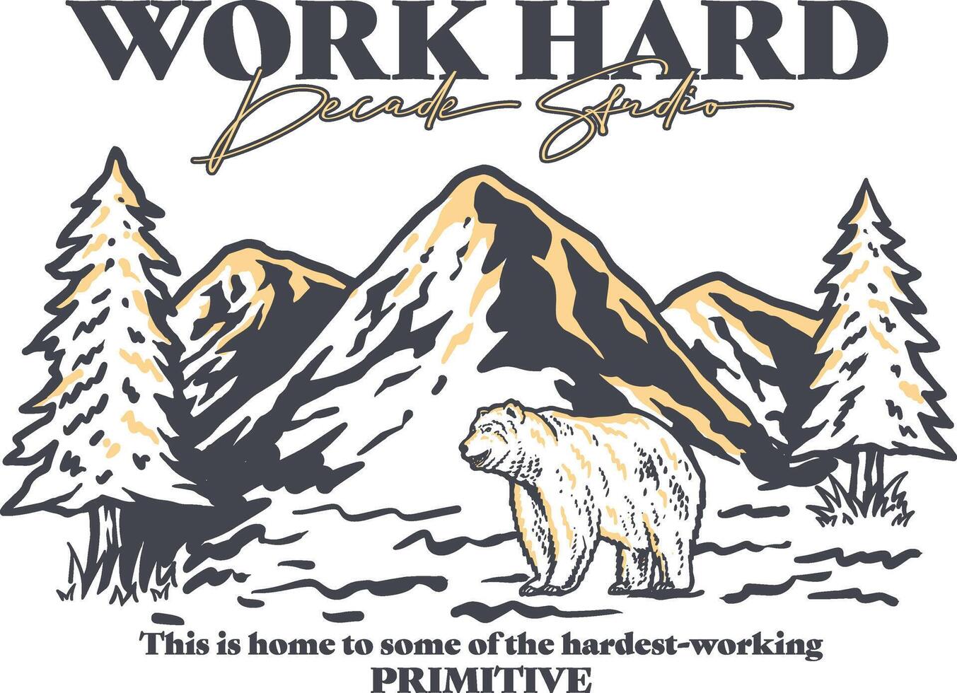 grizzly beer Bij berg moeilijk arbeider illustratie thema vector