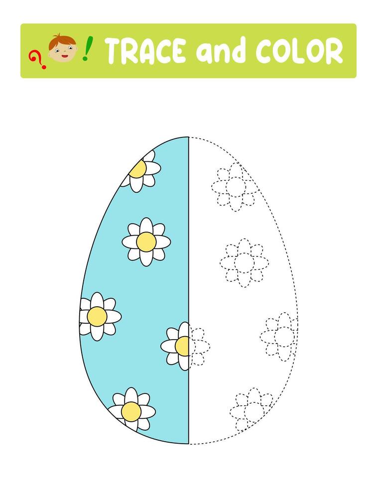 spoor en kleur . vermaak voor kinderen. opleiding vel. werkblad.pasen ei vector