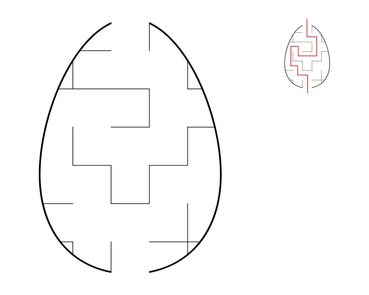 een doolhof puzzel. een ei vormig doolhof. vermaak voor kinderen en volwassenen vector