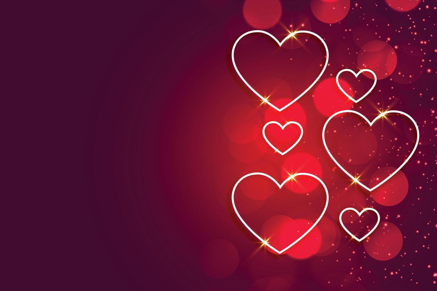 gelukkig valentijnsdag dag glimmend harten achtergrond met tekst ruimte vector
