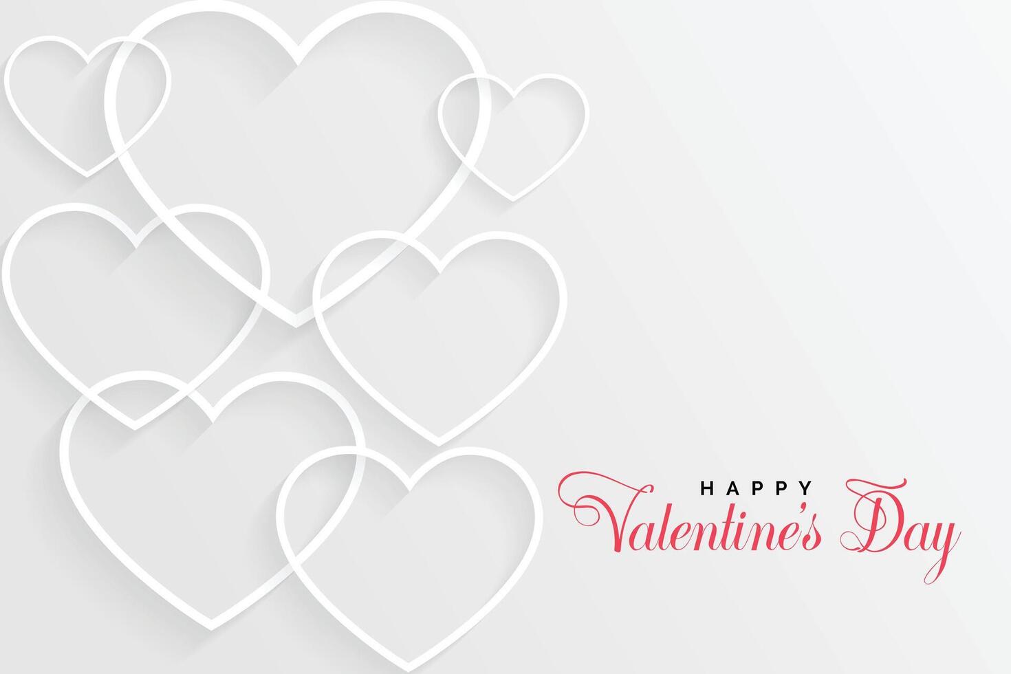 wit valentijnsdag dag kaart met lijn harten vector