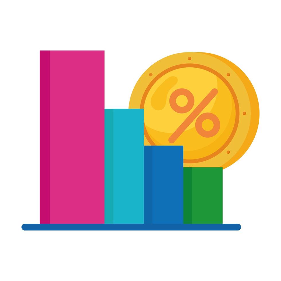 statistieken bars met procent in munt vector